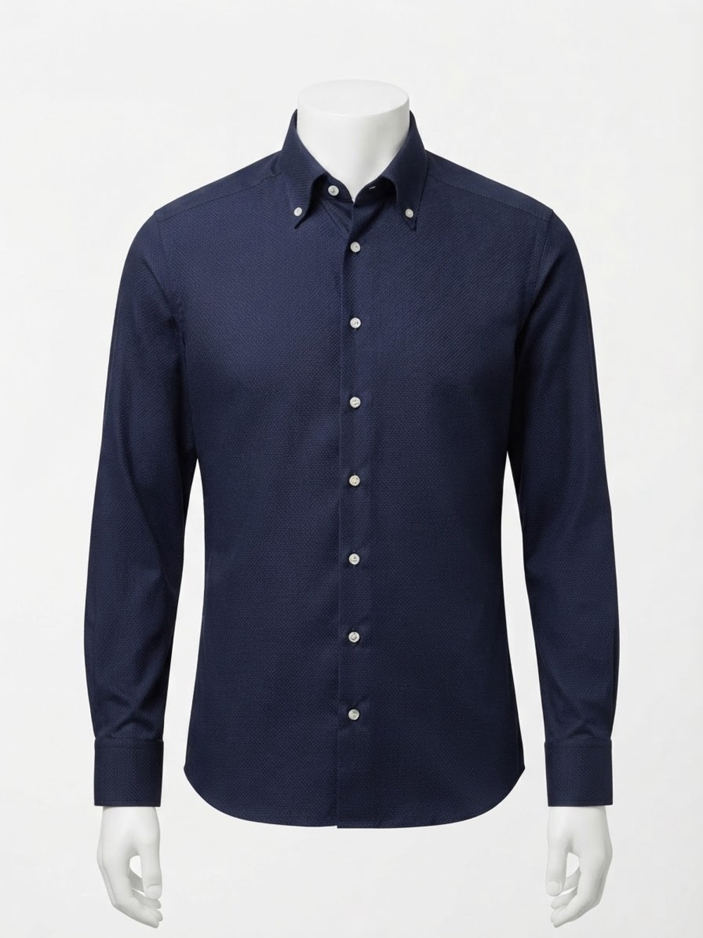 Eton Slim Fit Navy Cotton Lyocell Dress Shirt Men's 42 16.5 L